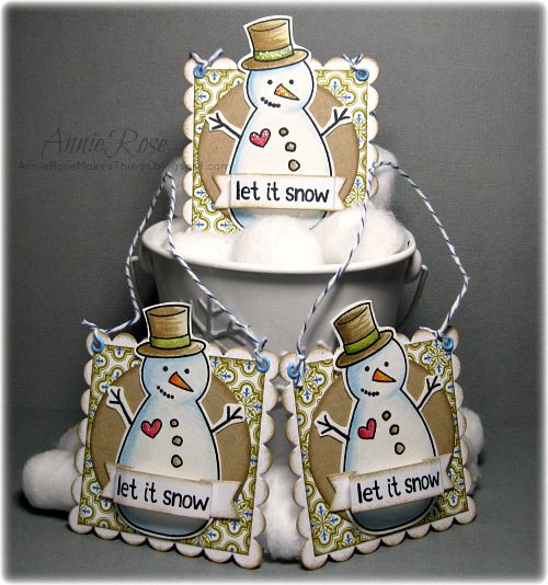 Let It Snow - party invitation tags with stamps from Lawn Fawn