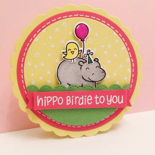 Lawn Fawn 'Hippo Birdie to You' Card