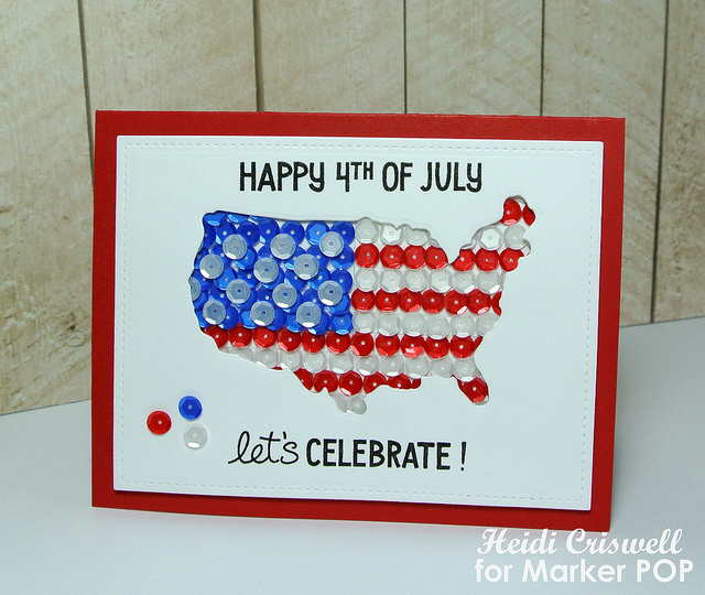 Patriotic card using Lawn Fawn stamps and dies, and Pretty Pink Posh sequins  http://craftytime4u.blogspot.com/2015/06/patriotic-4th-july-card-using-sequins.html?m=1