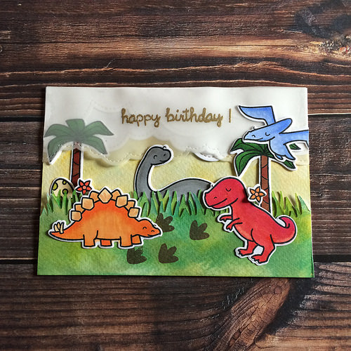 Dinosaur Birthday Card! Lawn Fawn 'Critters from the Past'