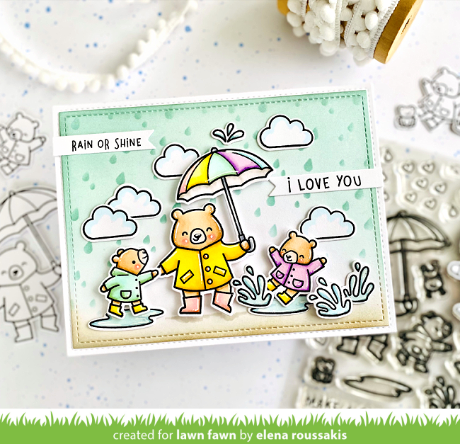 Lawn Fawn Intro: Beary Rainy Day and Rainy Sky Stencil - Lawn Fawn