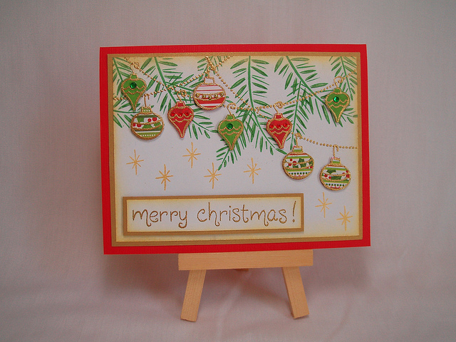 Christmas card with Cute Ornaments!