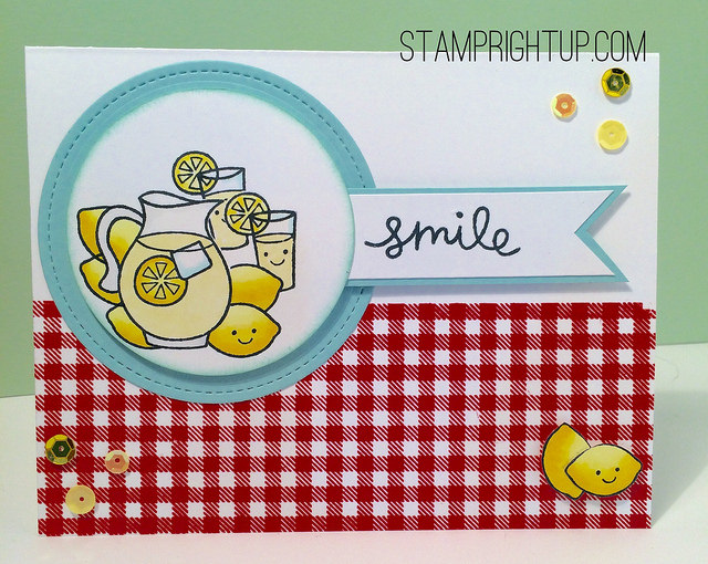 Lawn Fawn Make Lemonade with gingham backdrops perfect for summer smiles by Wendie Bee of Stamp Right Up