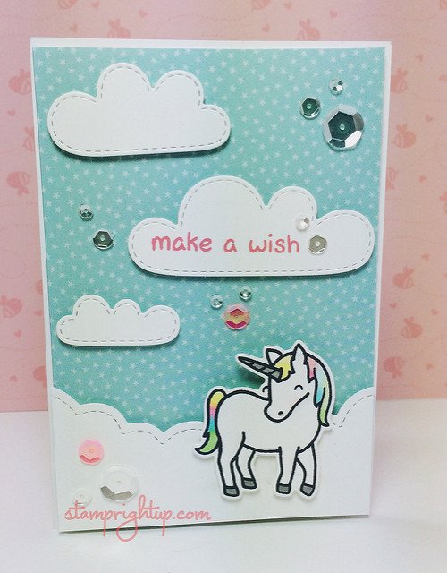 Make a wish unicorn puffy clouds