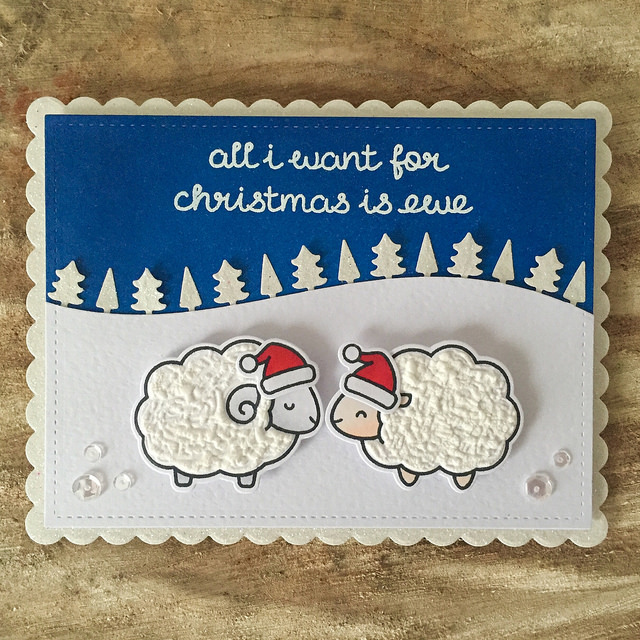 Lawn fawn 'all I want for Christmas is ewe' card