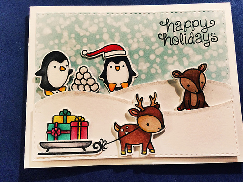 Penguin and reindeer card