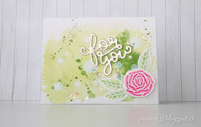 Watercolored card... Matches the rules for the current Lawnscaping Challenge