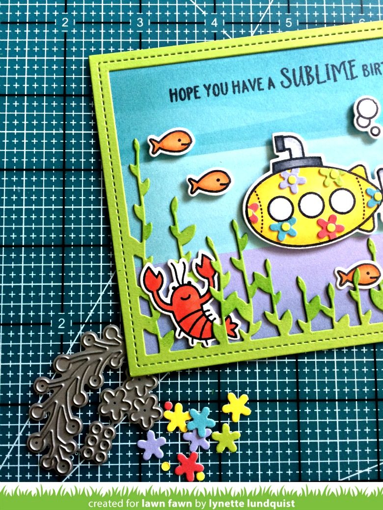 Lynette's Flowery Submarine Birthday Card! - Lawn Fawn