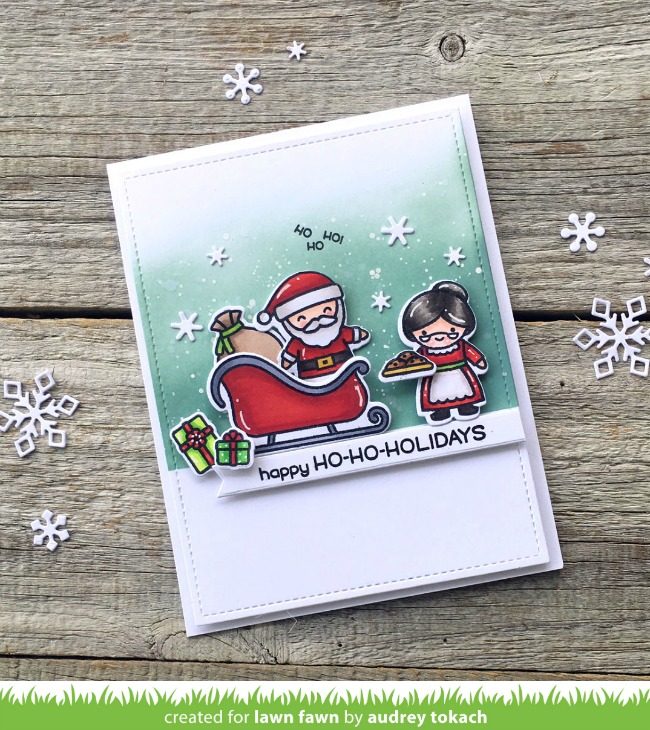 HO SNOWFLAKES SNOW SANTA WORDS Card Gift Tag NEW NICOLE RUBBER STAMP HO HO 