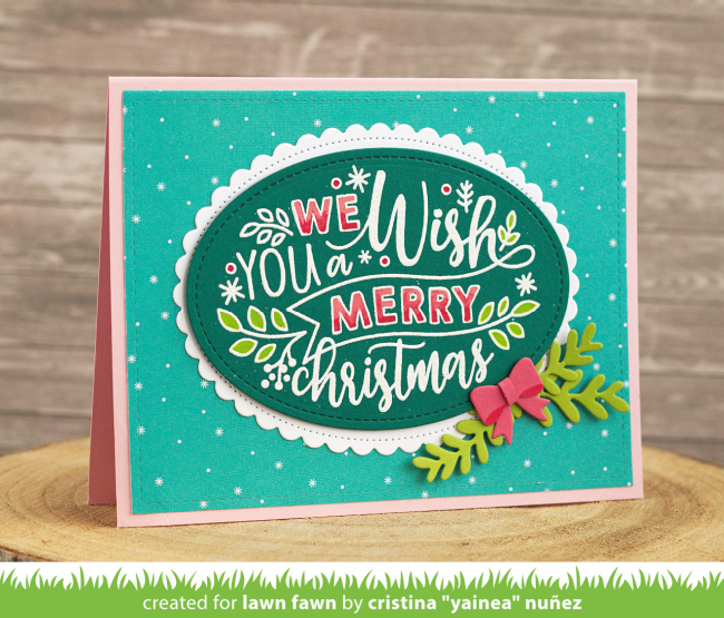 SCALLOPED CIRCLE MIXED CHRISTMAS WORD SENTIMENTS FOR CARD TOPPERS