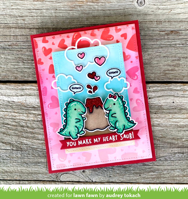 Lawn Fawn Cerealsly Awesome 3x4 Clear Stamp and Coordinating Die LF2730, LF2731 Bundle of 2 Items 