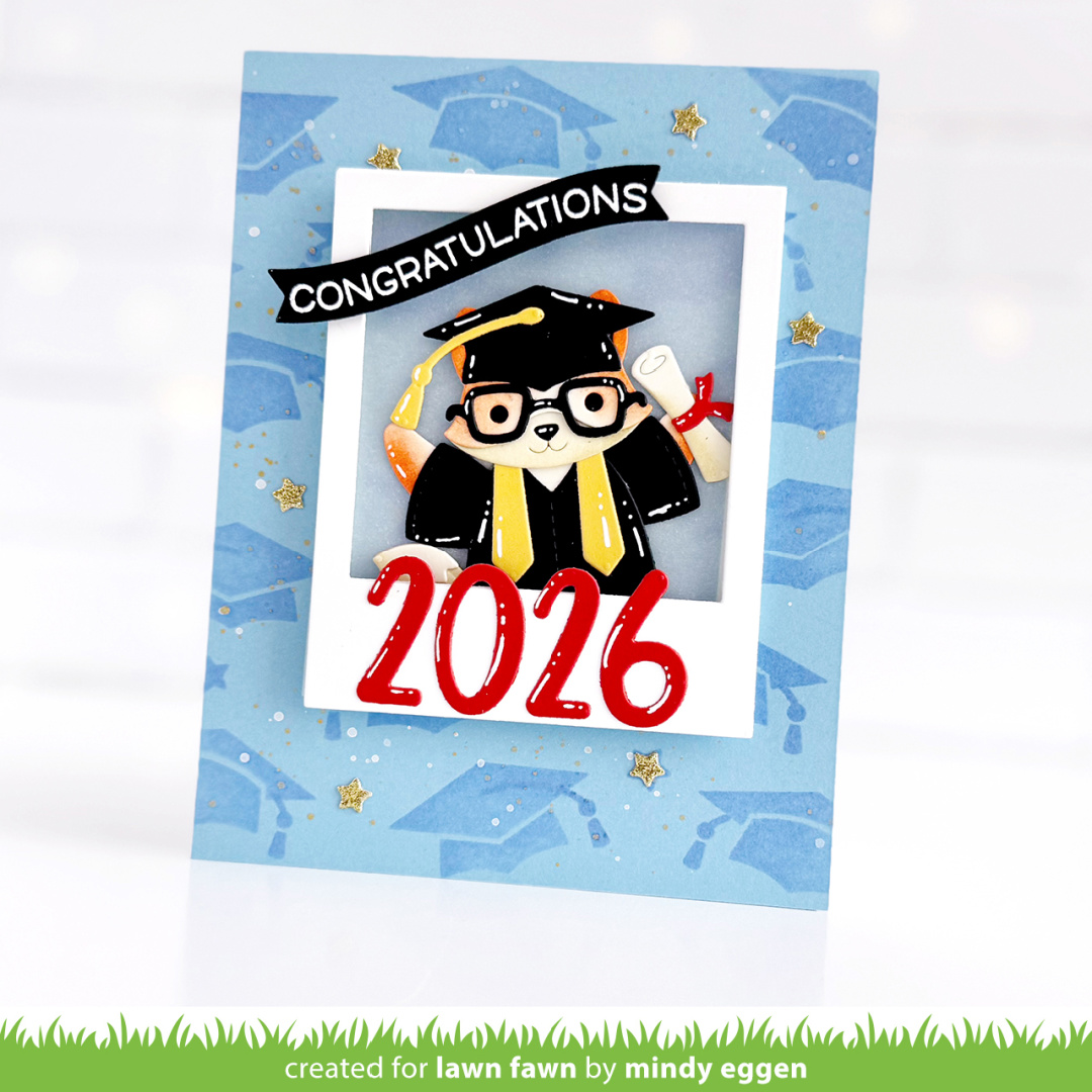 Lawn Fawn Video {5.12.26} Mindy's Cute Critter Graduation Card - Lawn Fawn